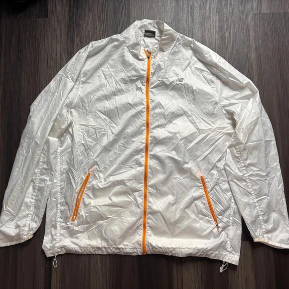 NB New Balance Minimus Running Jacket Windbreaker White Men's Size Large - Picture 1 of 9